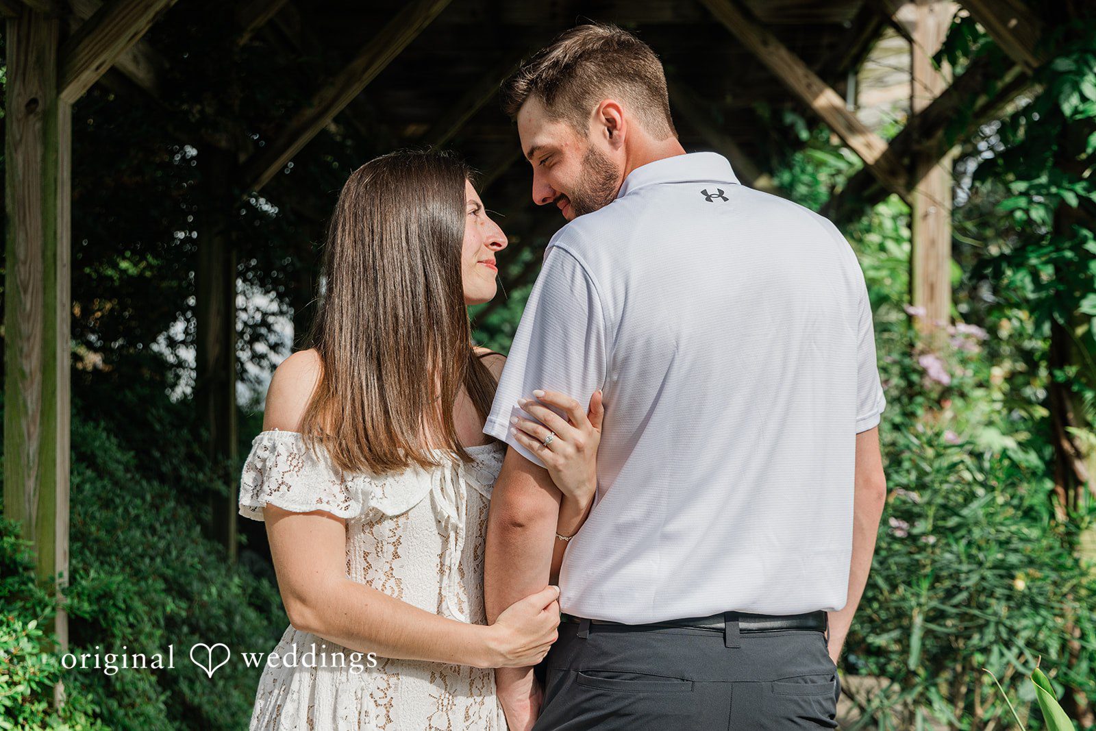 Morgan + Griffin Romantic eye-contact pose during engagement photography