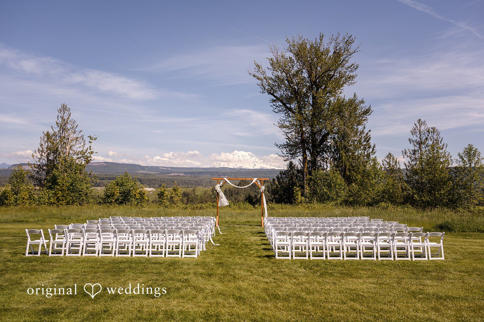 Wide view of the empty ceremony area