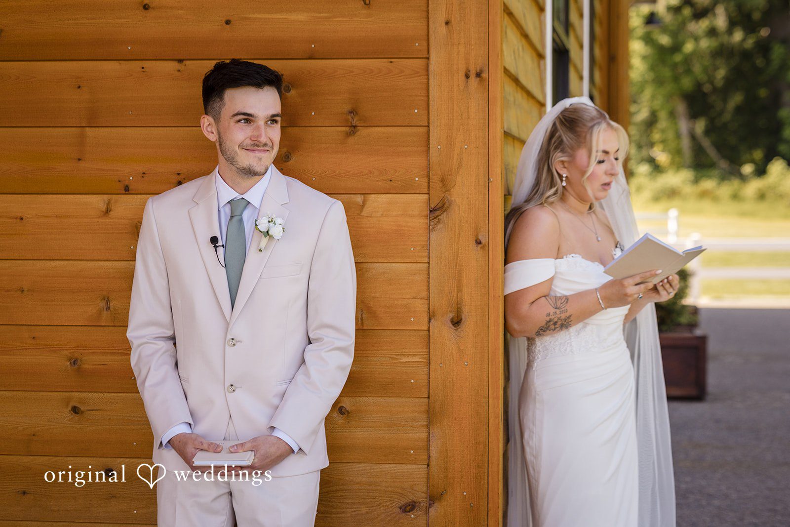 Bride reading vows to the groom during the ceremony