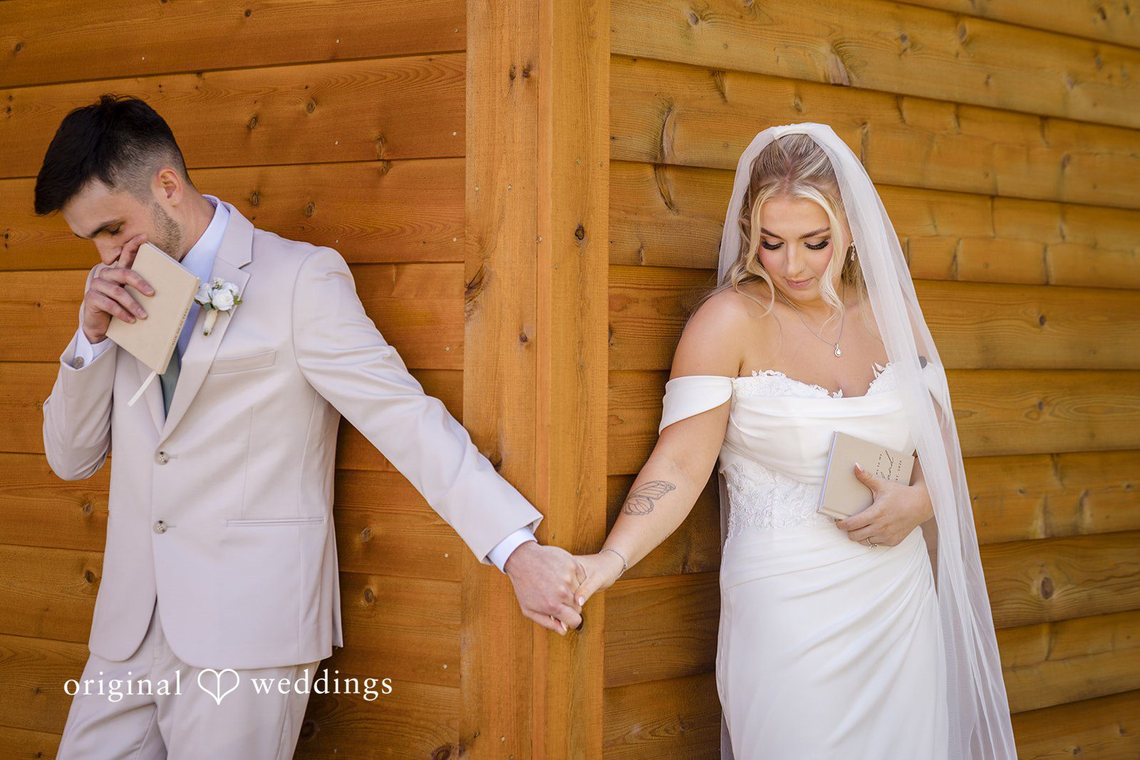 Bride and groom seeing each other for the first time
