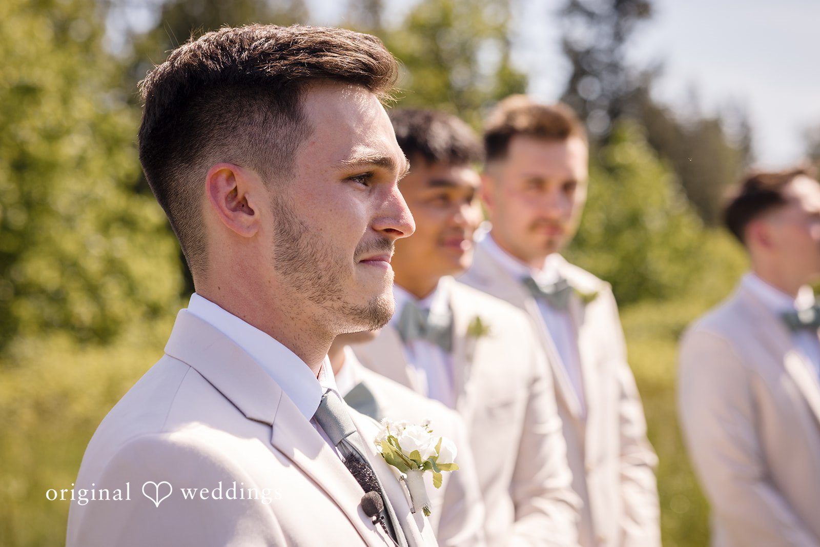 Groom waiting for the bride at the ceremony