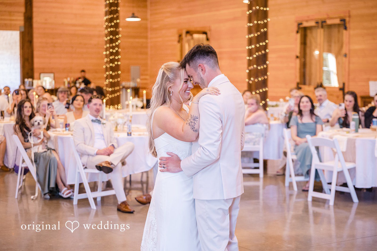 Close-up portrait of the couple’s first dance