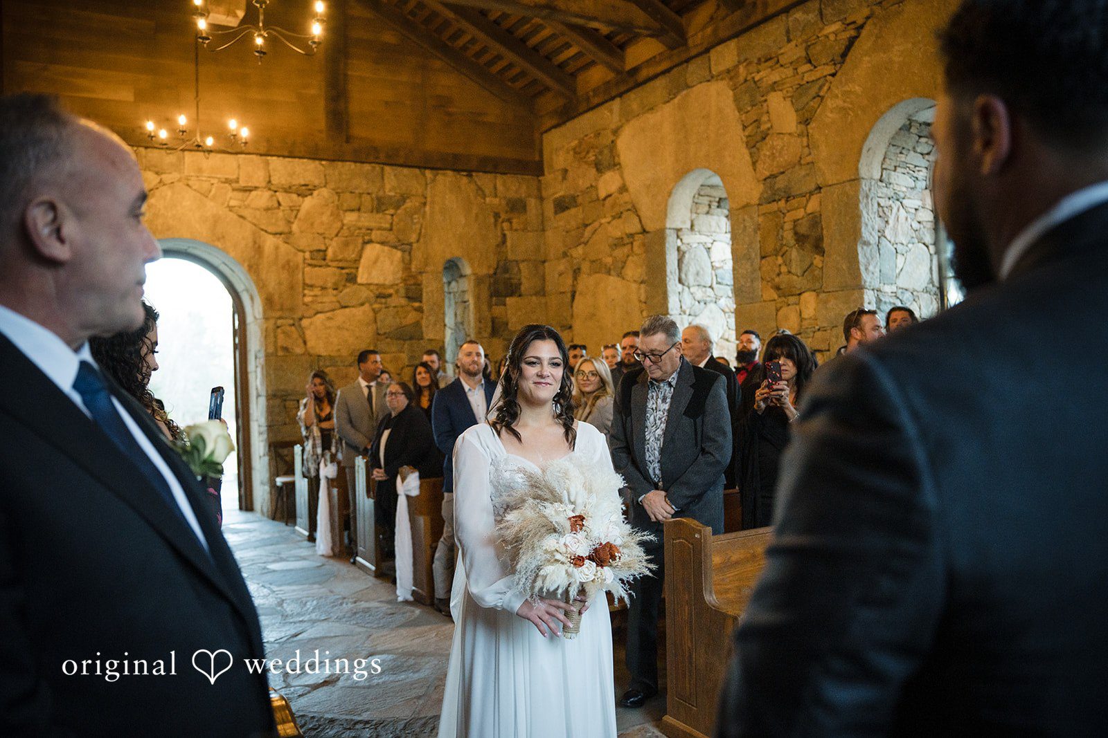 Carolyn + Robert Bride walking down the aisle toward the ceremony.