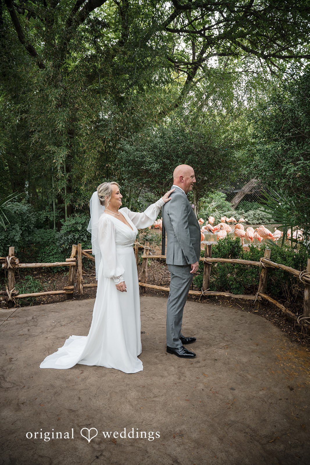 Lorene + Brad Bride touching the groom before their first look