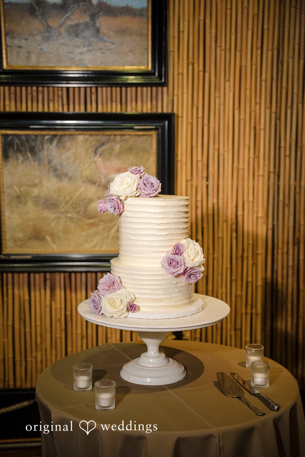 Lorene + Brad Two-tier wedding cake displayed at the reception