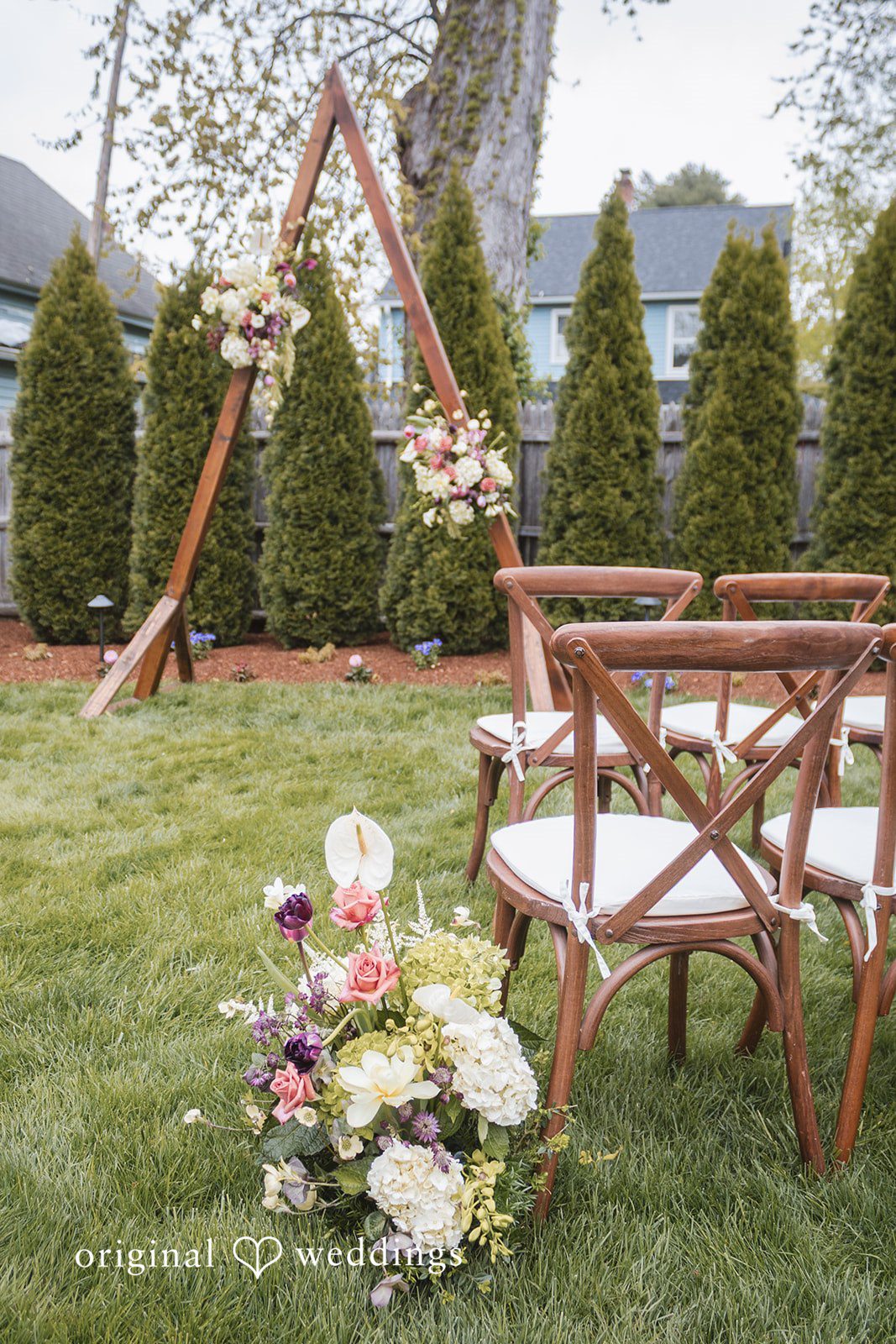 Matthew + Katie Wide view of the outdoor ceremony area before guests arrive