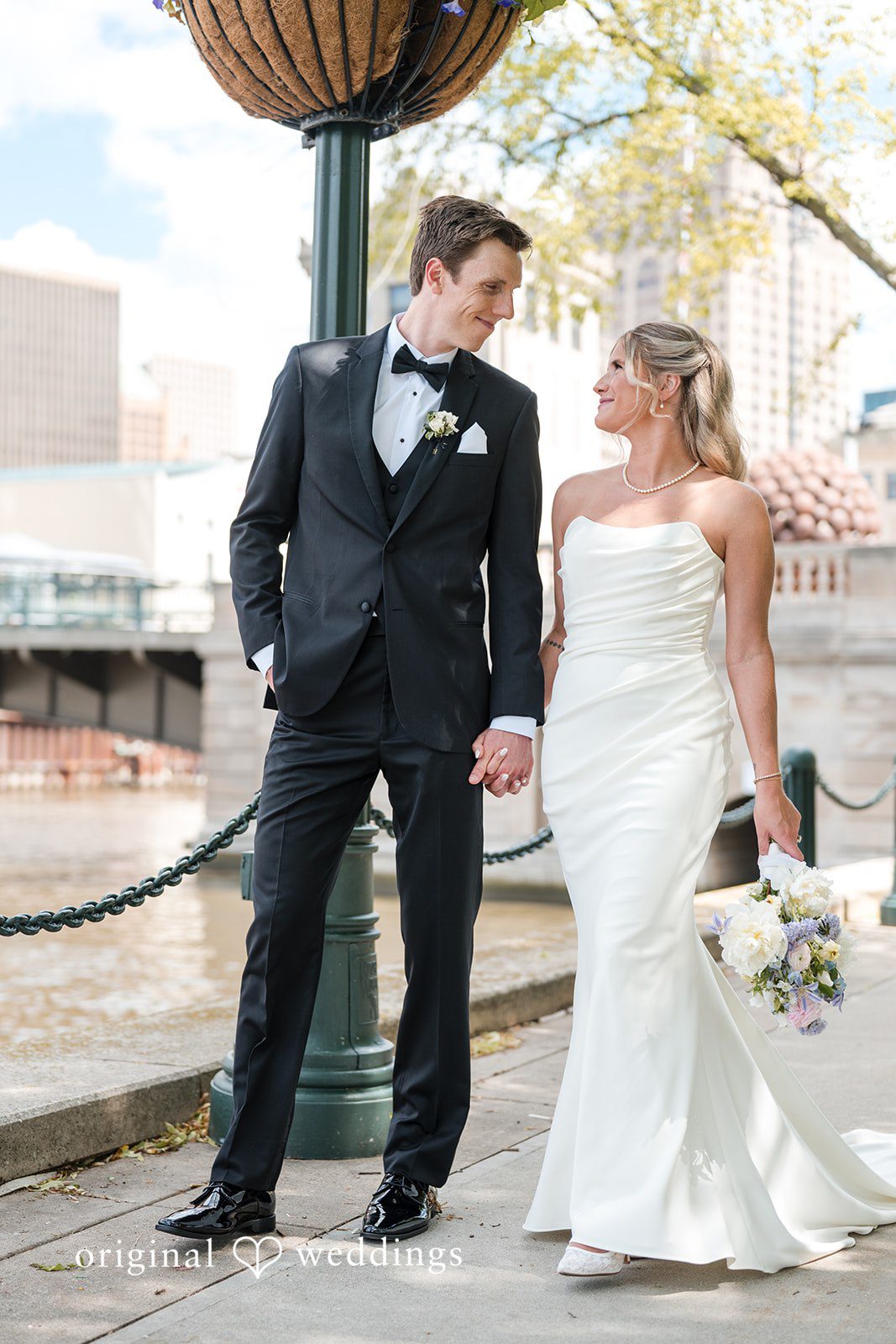 Lovely couple posing while looking ay each other