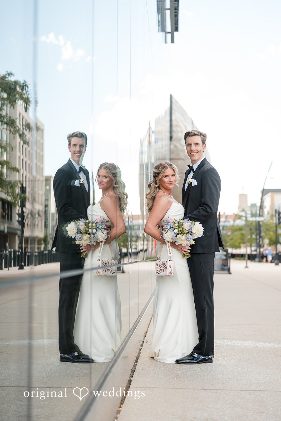 Beautiful mirror image of couple at Gather at Deer District