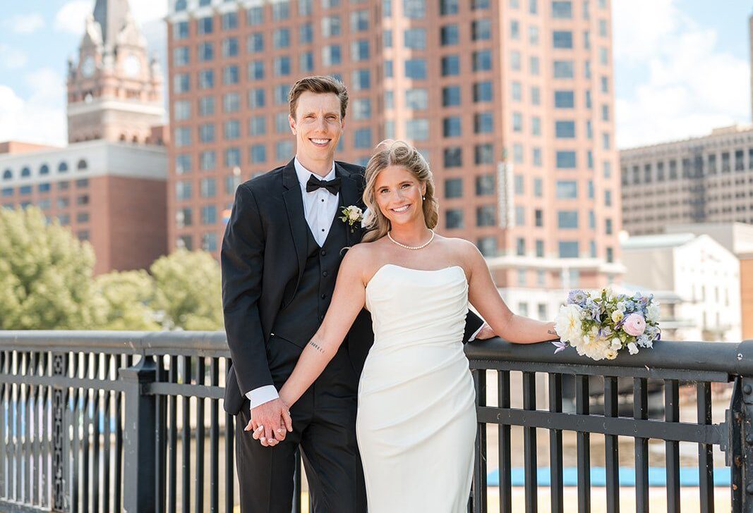 Stunning portrait of couple at Gather at Deer District captured by Milwaukee wedding photographers from Original Weddings
