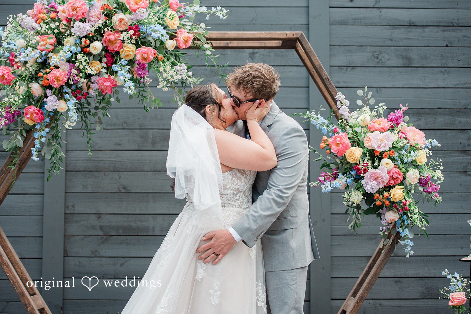 Janissa + Josh Romantic first kiss and hug moment of couple
