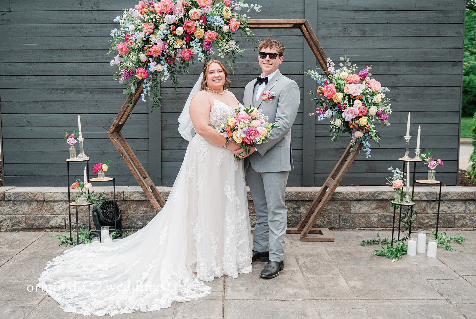 Cleveland wedding photographers from Original Weddings capturing the beautiful picture of couple at Gather at the Lakes