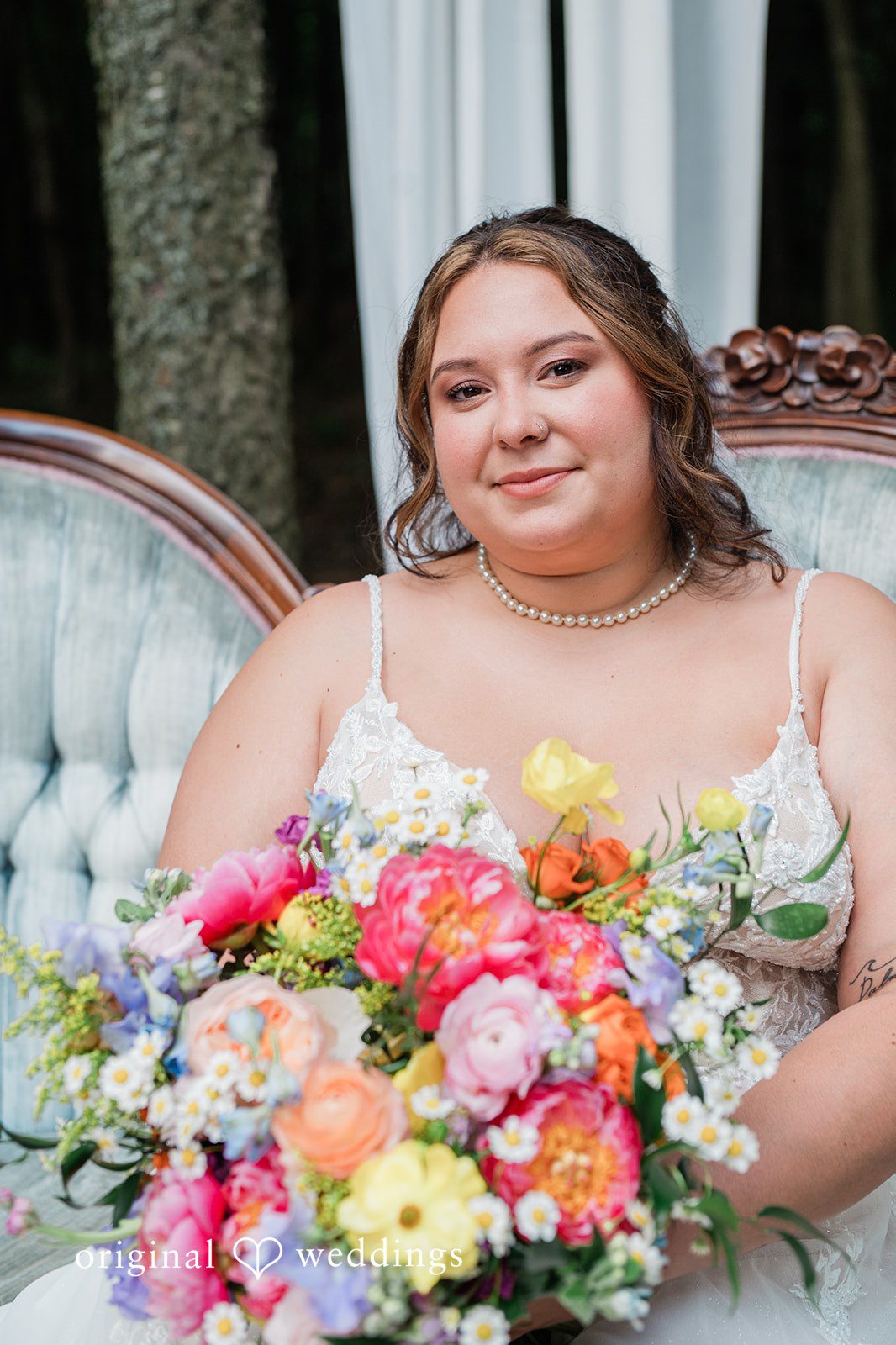 Janissa + Josh Close up picture of bride at Gather at the Lakes