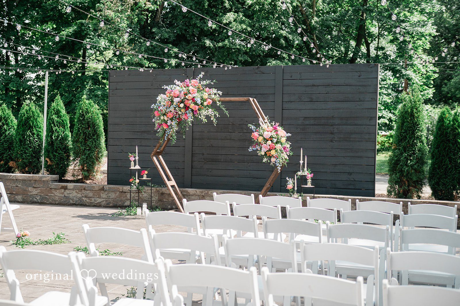 Janissa + Josh Fantastic shot of altar and seating arrangement at Gather at the Lakes