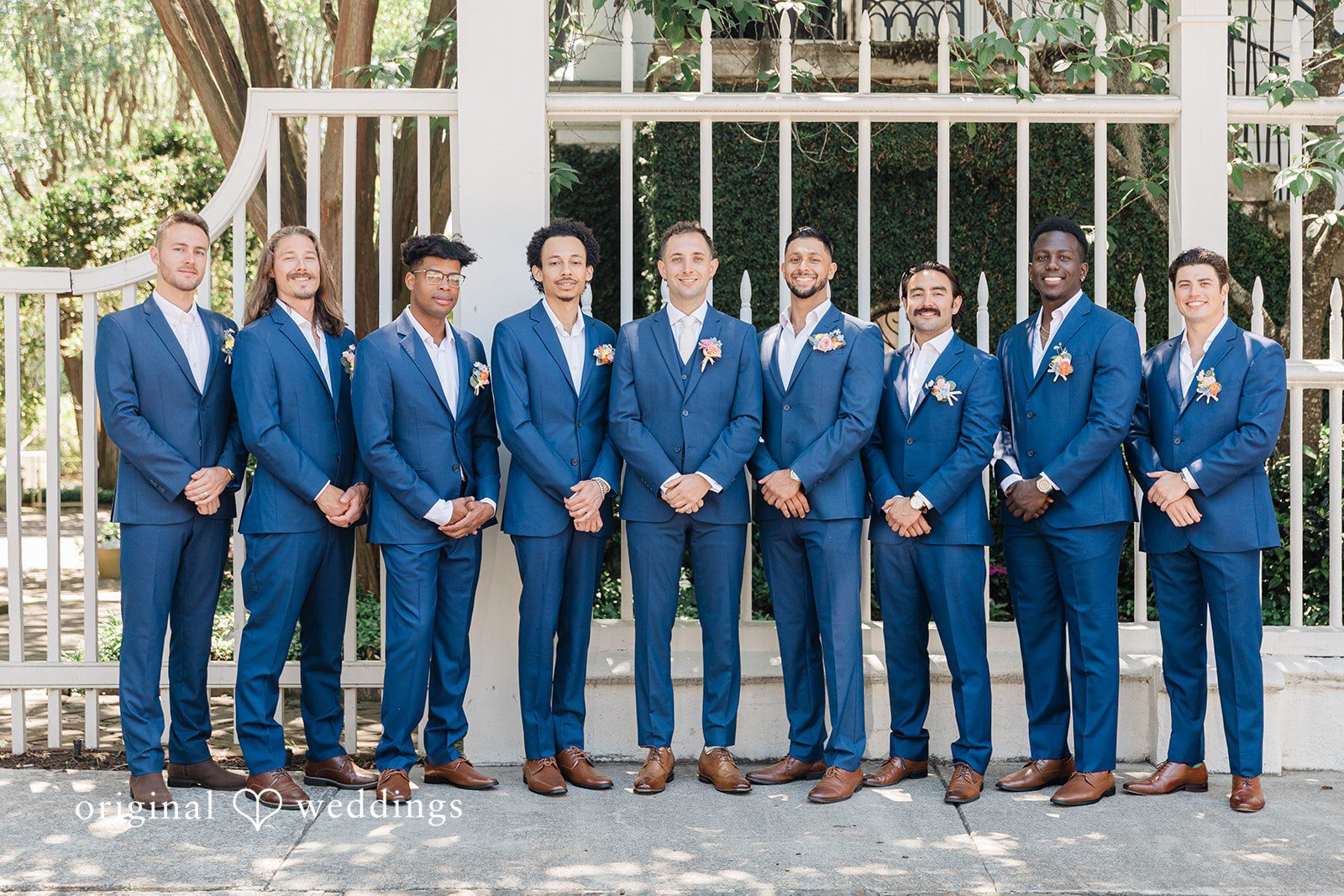 A stunning portrait of the groom and his groomsmen