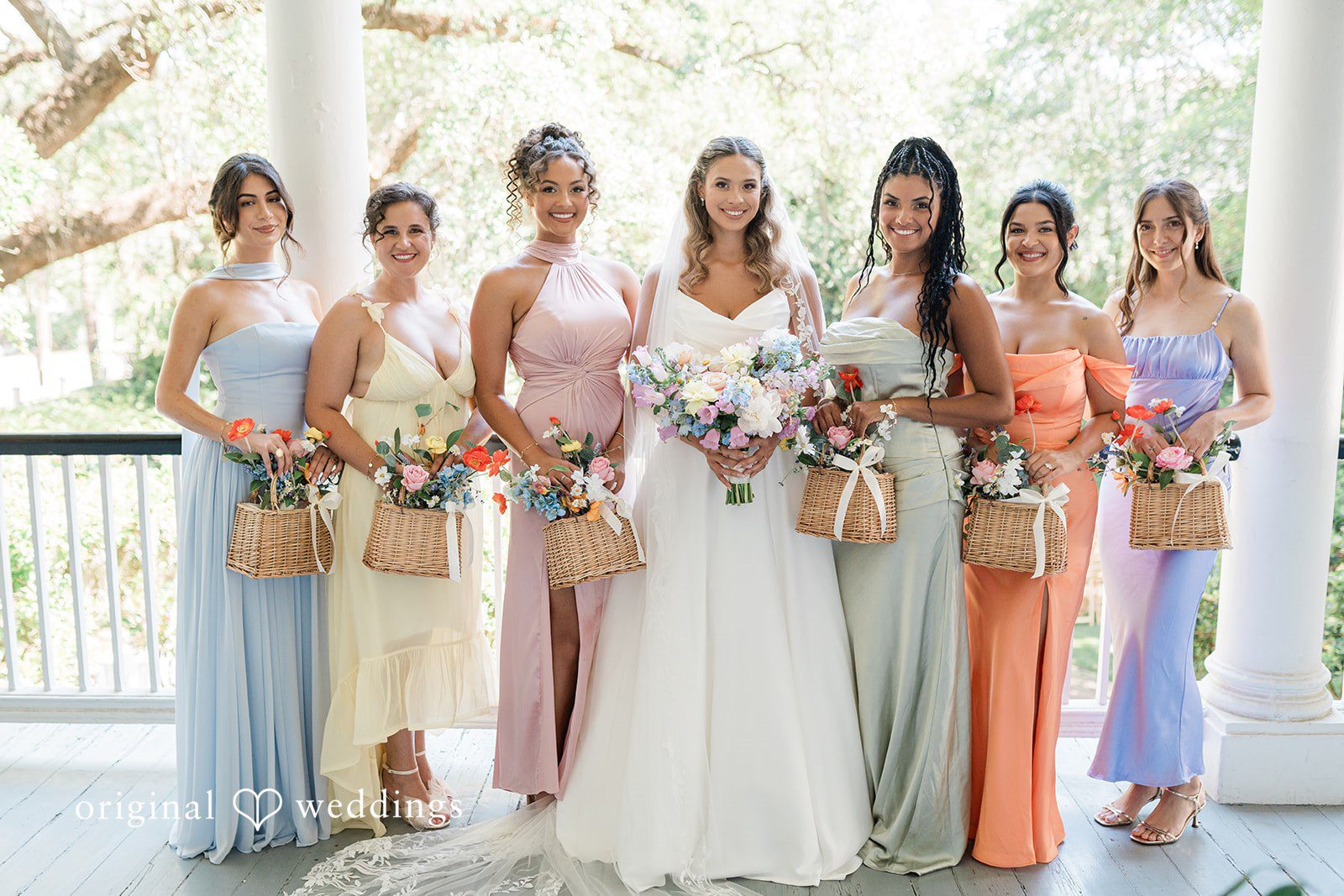 The bride and her bridesmaids