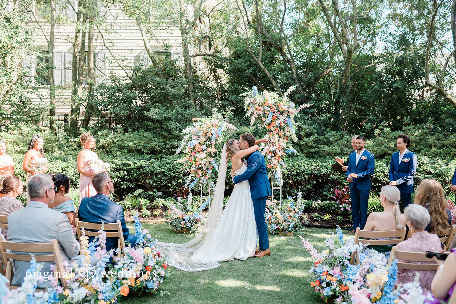 The couple takes their first kiss