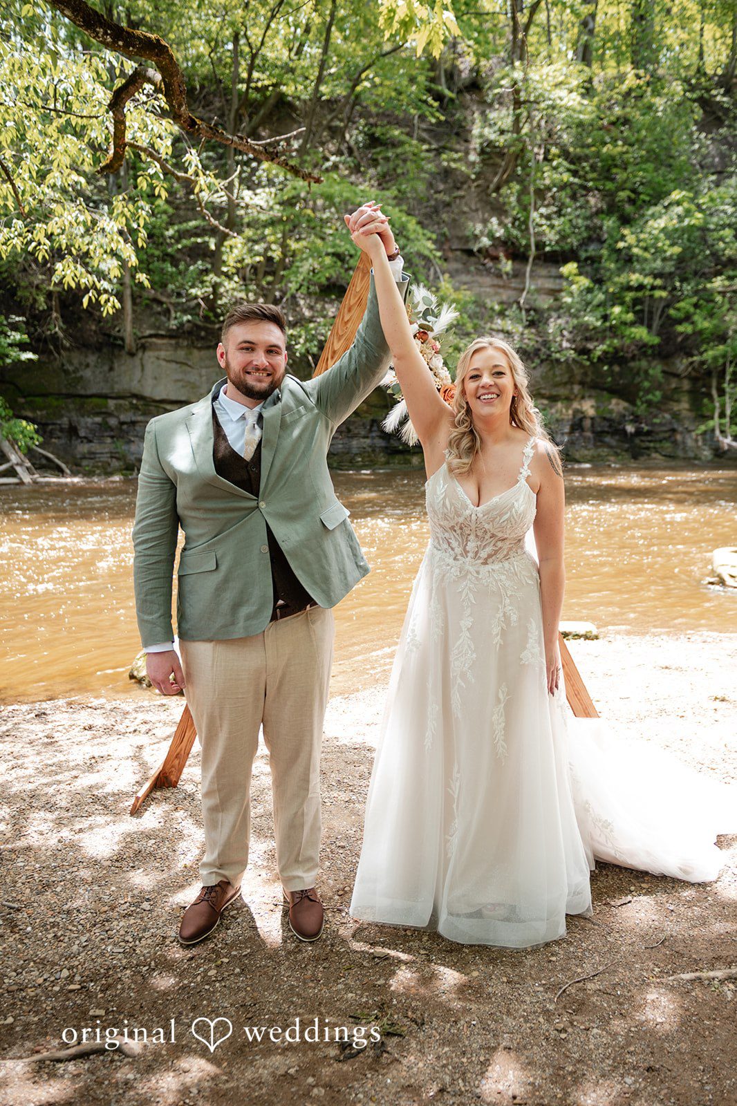 Sara + Austin Joyful moment of couple after getting married
