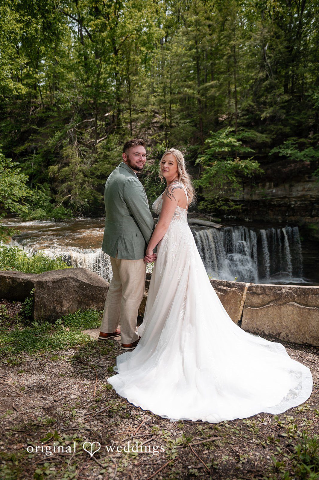Sara + Austin Stunning portrait of couple at Great Falls of Tinkers Creek