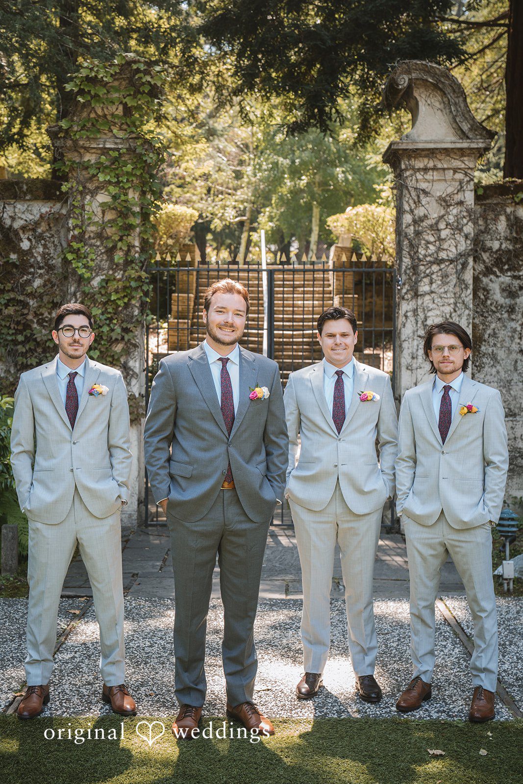 Raena + Austin A portrait of the groom and his groomsmen