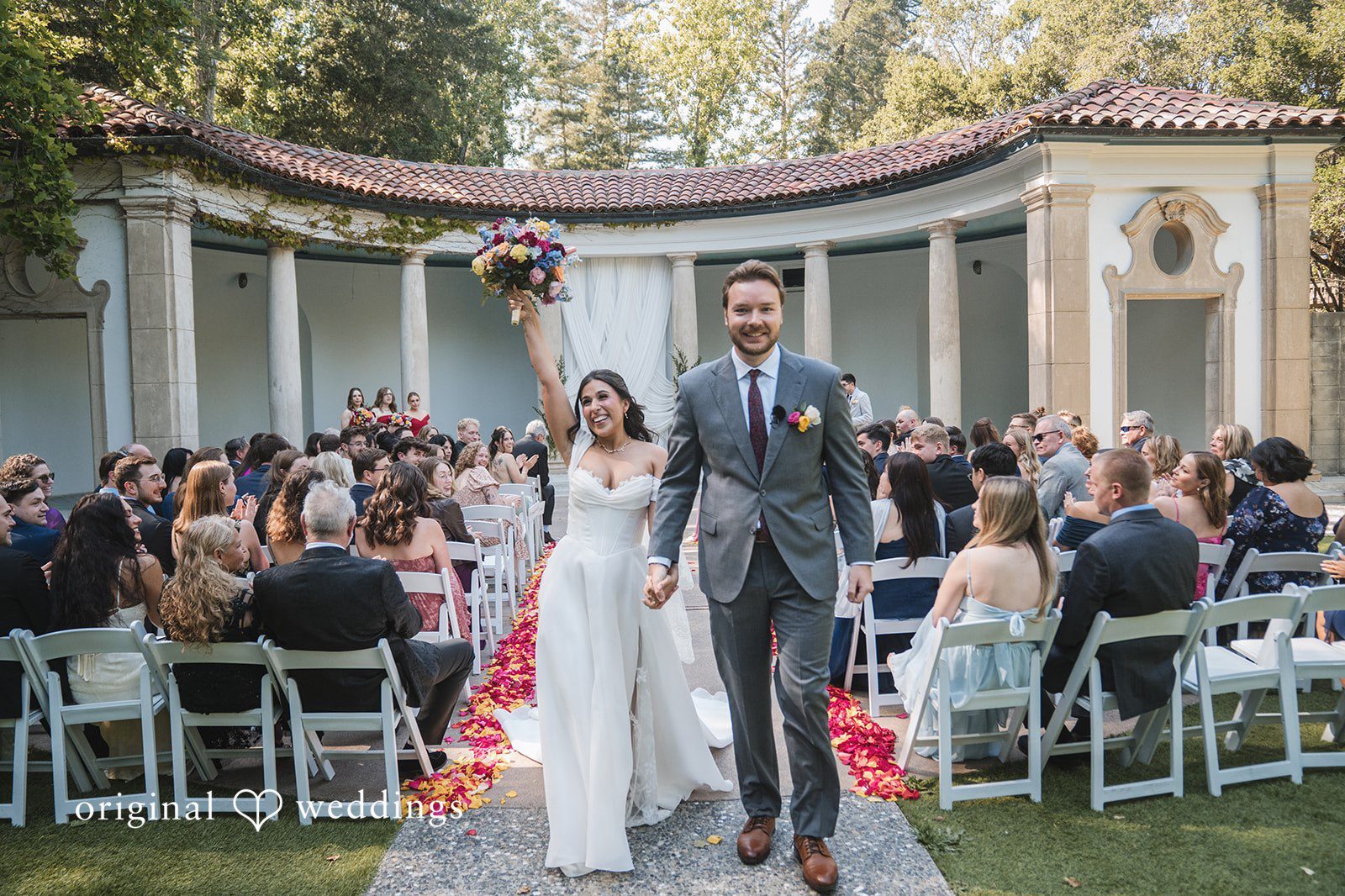 Our San Francisco wedding photographers at Original Weddings captured a joyful portrait of the couple after the vows exchange at Hacienda De Las Flores