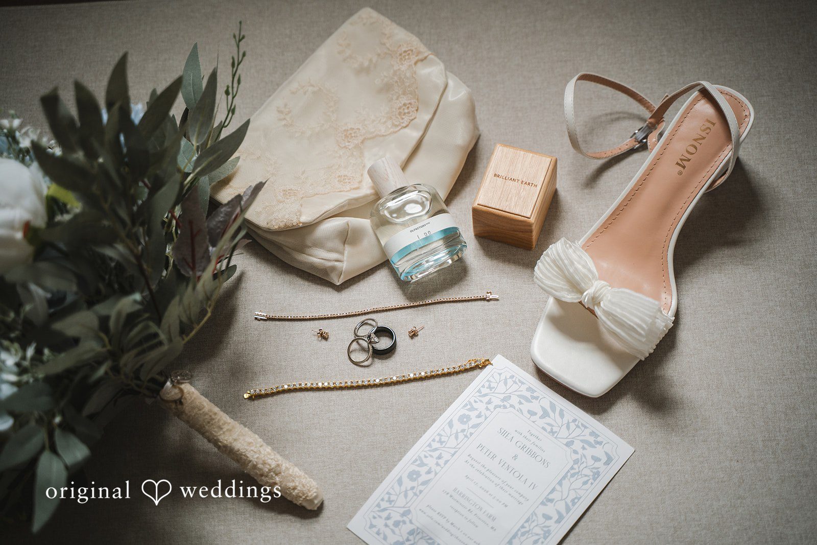 Shea + Peter The wedding shoes, bouquet and other accessories