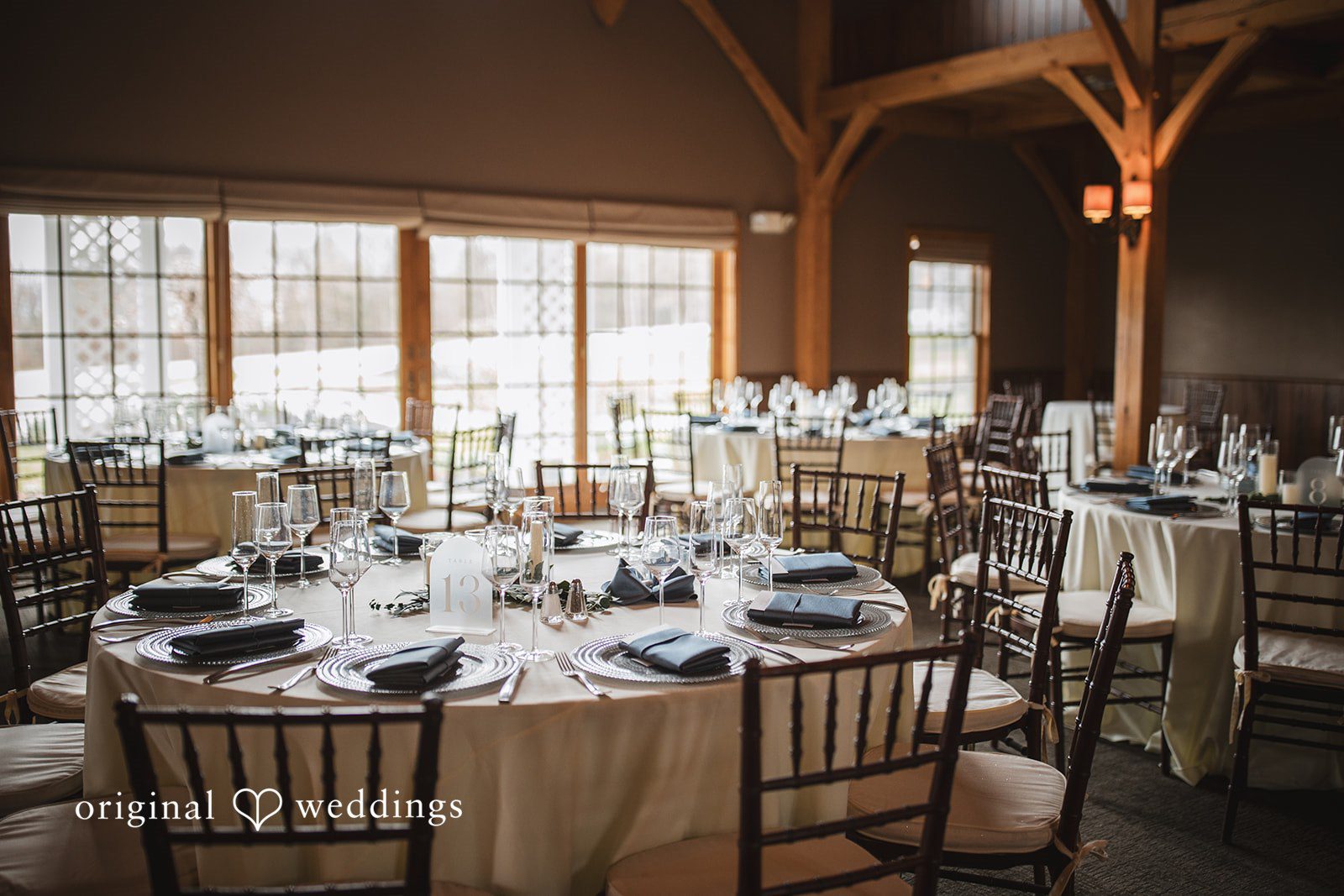 Shea + Peter Beautifully arranged tables at the wedding reception