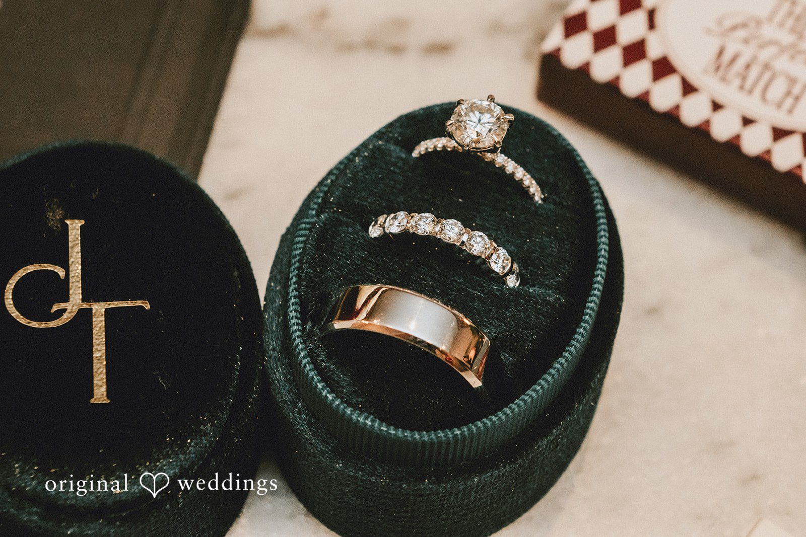 Christina + Josue A detail shot of the wedding rings