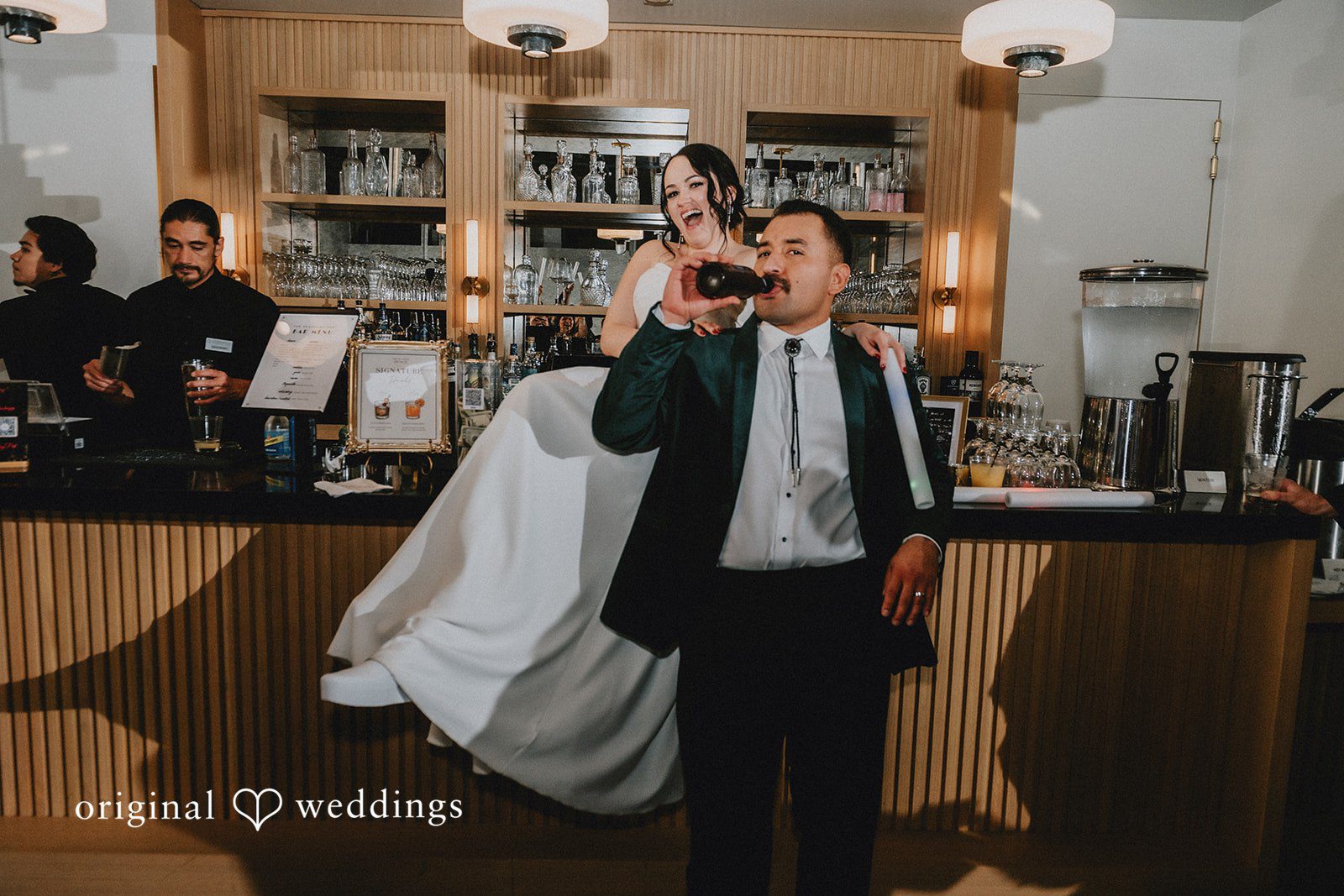 Christina + Josue Casual moment by the bar