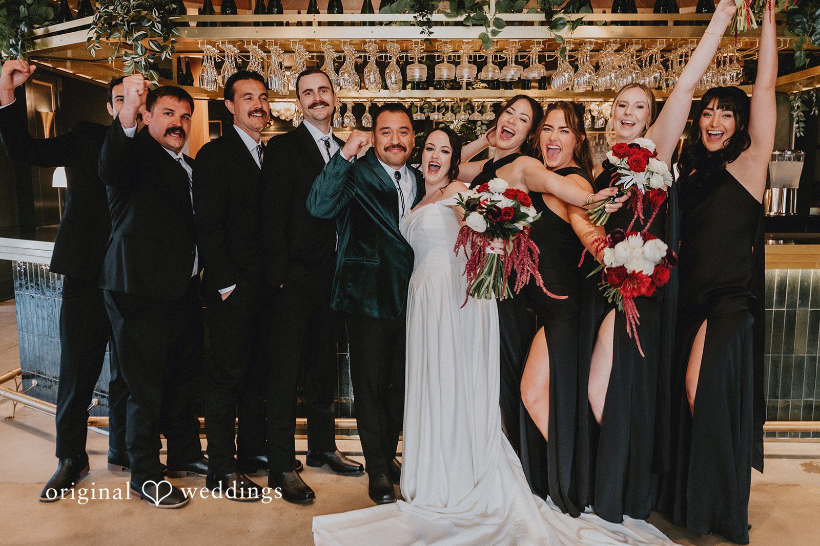 Christina + Josue The couple and their bridal party show deep joy