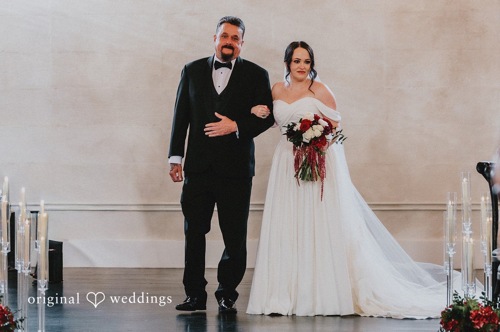 Christina + Josue The bride's father escorts her down the aisle