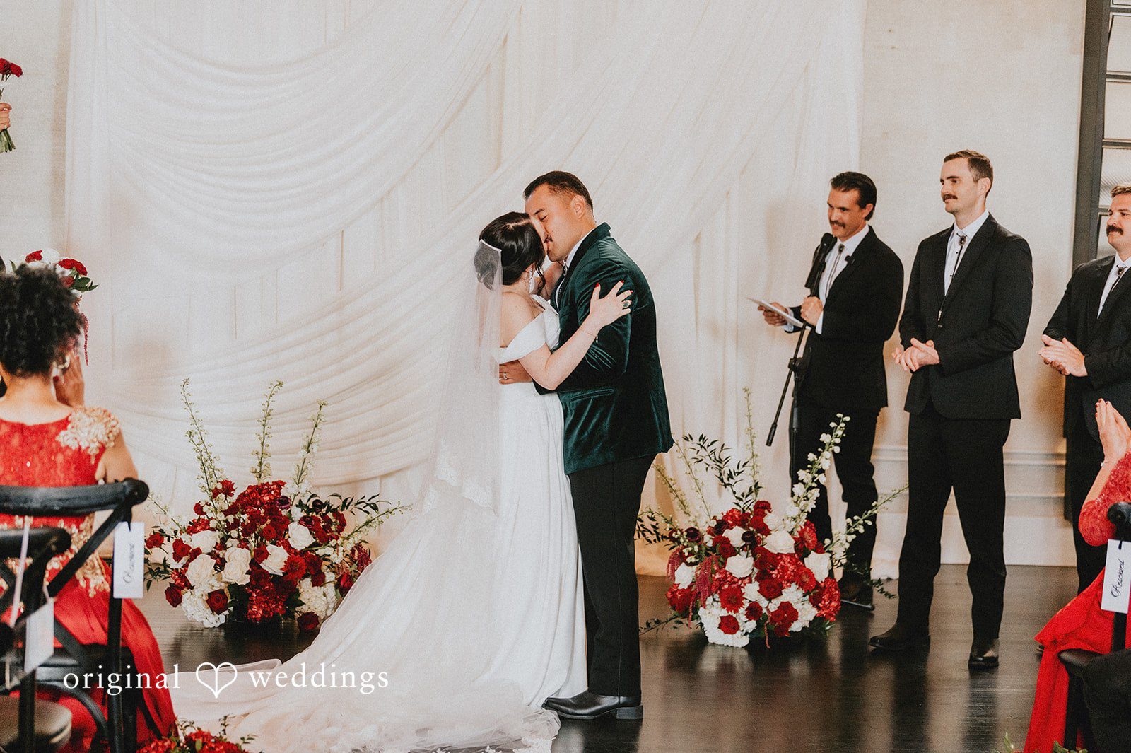 Christina + Josue The couple takes their first kiss