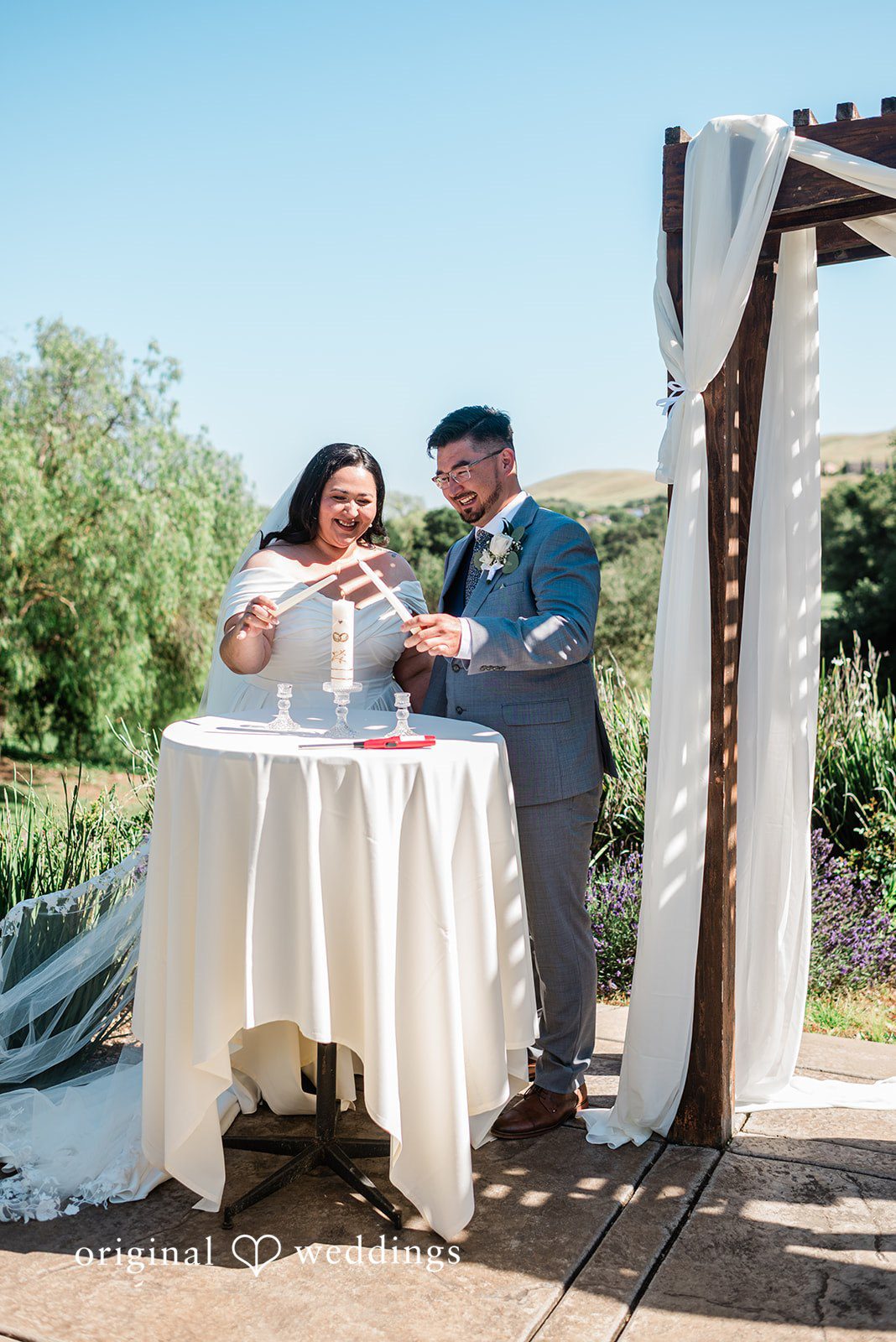 Bride and groom doing a ritual together