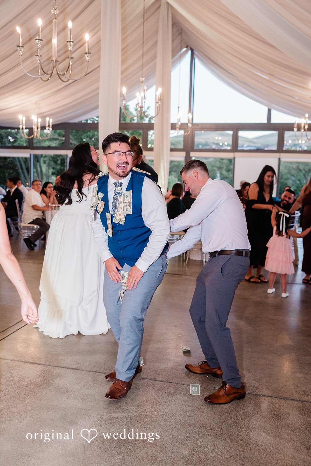 Fun moments of groom with guests