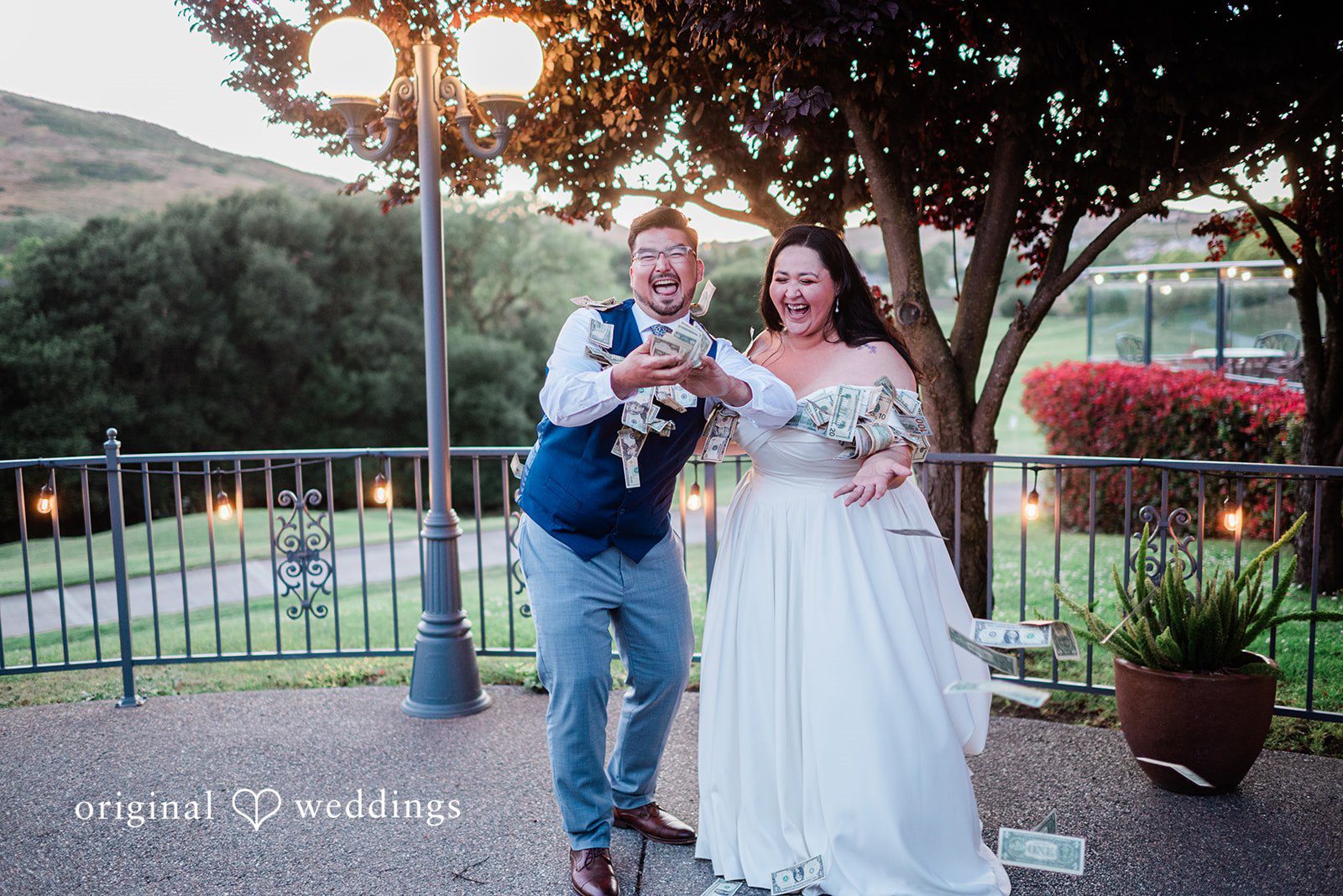 Couple sharing fun moments with each other at Hiddenbrooke Hills wedding