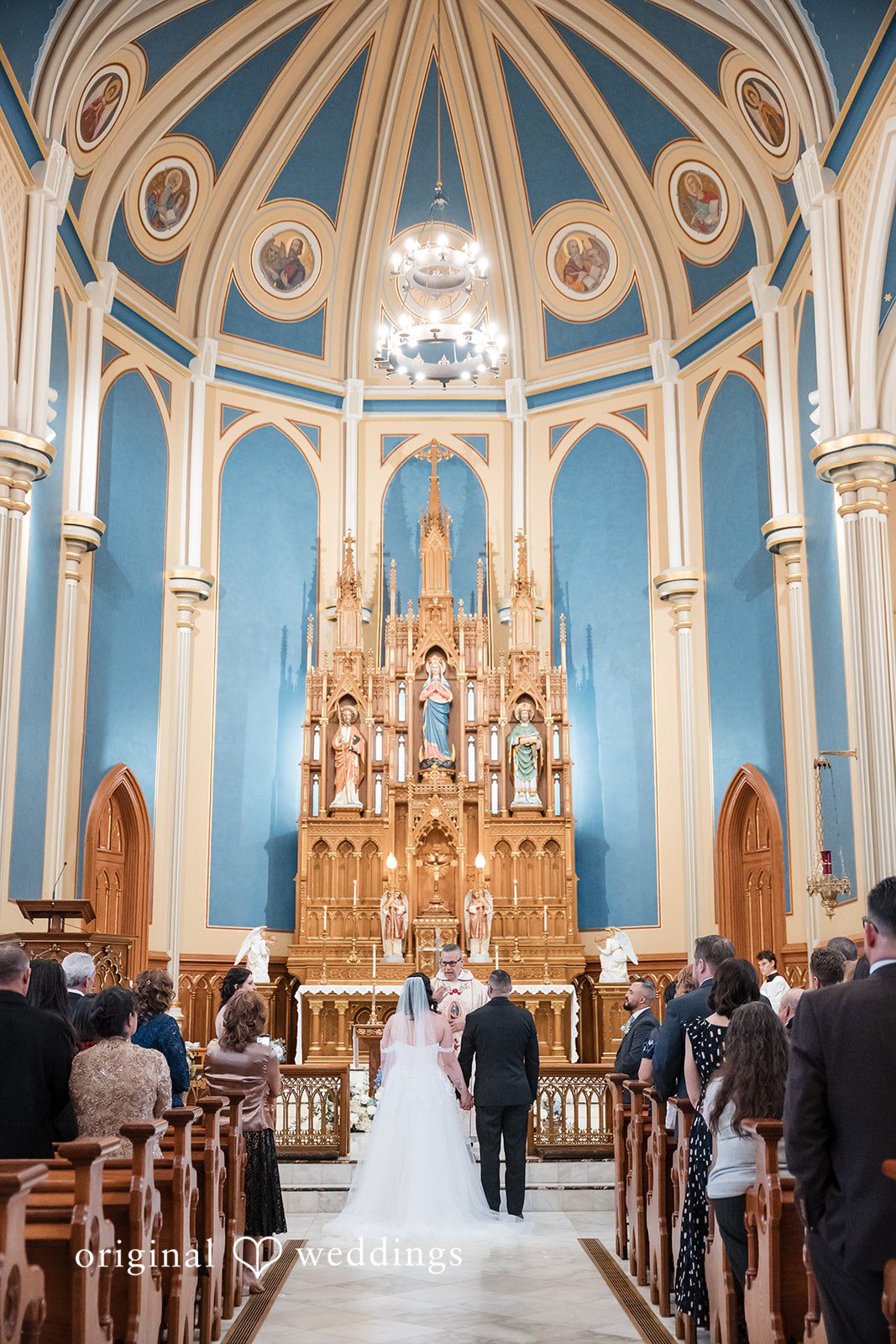 Peter + Aimee Romantic wedding aisle portrait at Hilton Portland Downtown