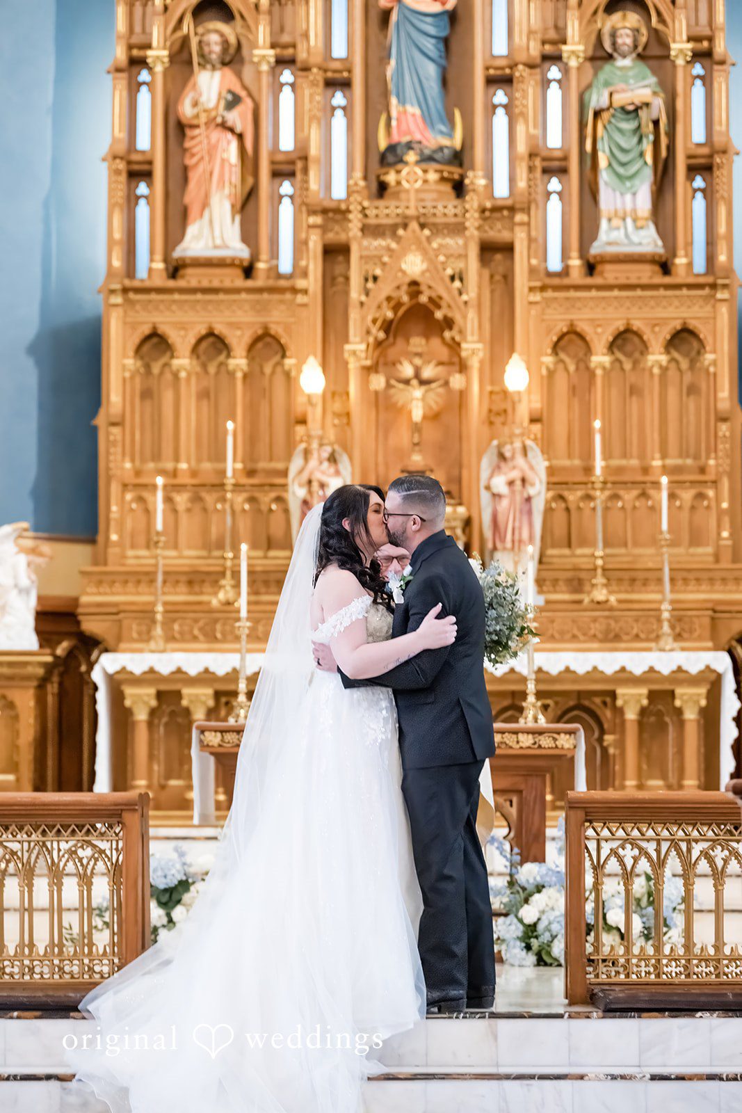 Peter + Aimee Romantic wedding kiss portrait at Hilton Portland Downtown