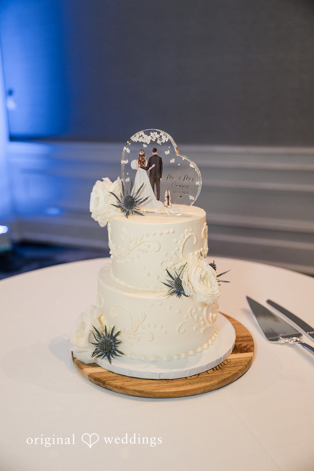Peter + Aimee Stylish reception cake portrait at Hilton Portland Downtown