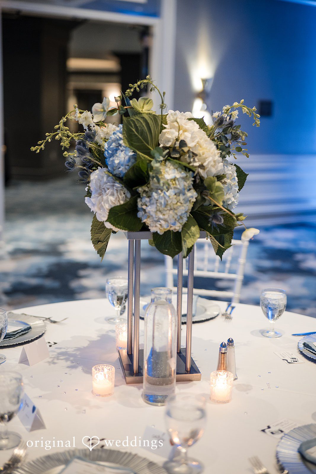 Peter + Aimee Elegant flower vase centerpiece at Hilton Portland Downtown