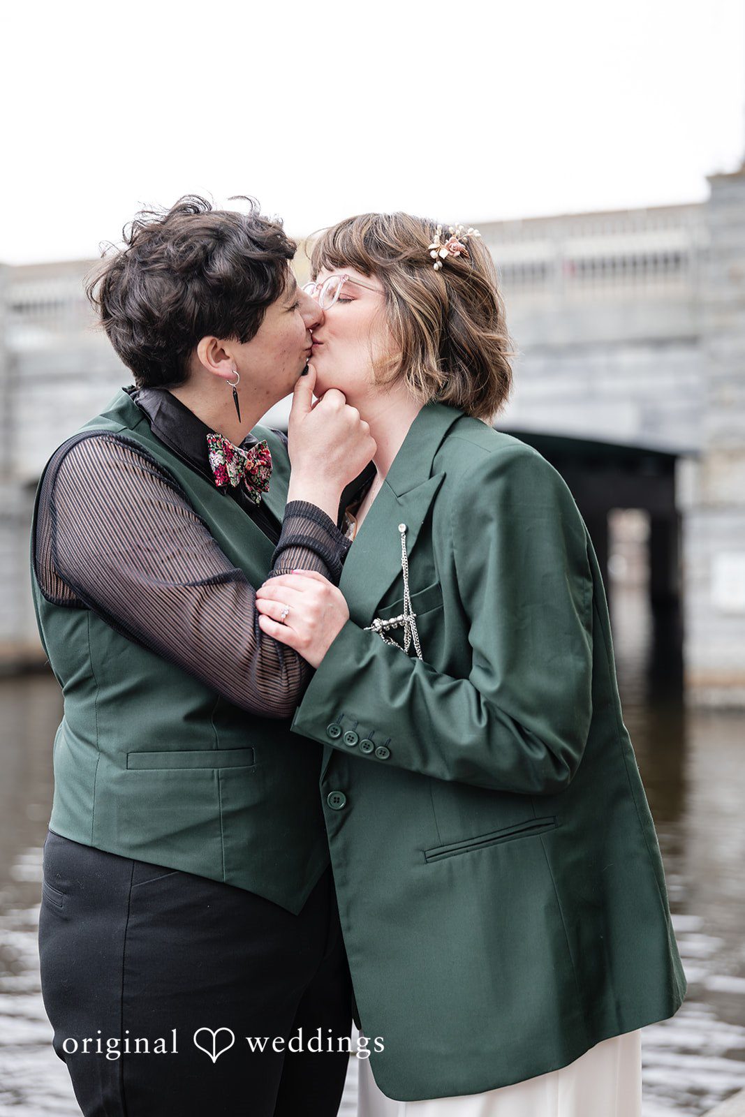 Sarah + Abby The couple shares a romantic kiss