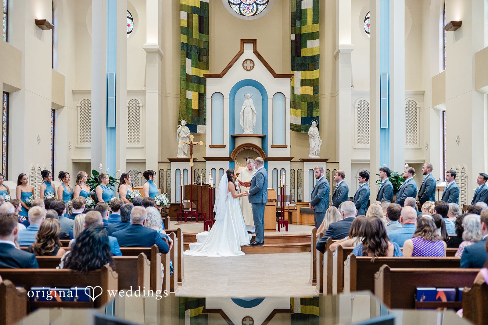 The bride and groom exchange marital vows