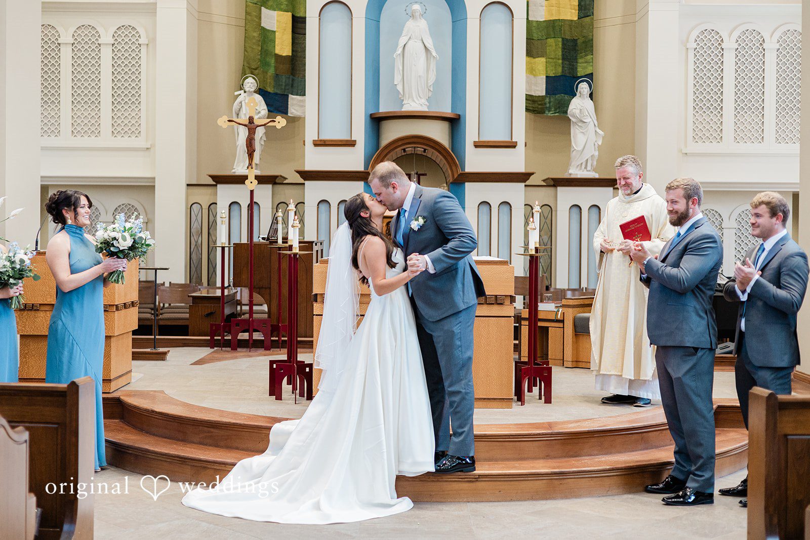 The couple takes their first kiss