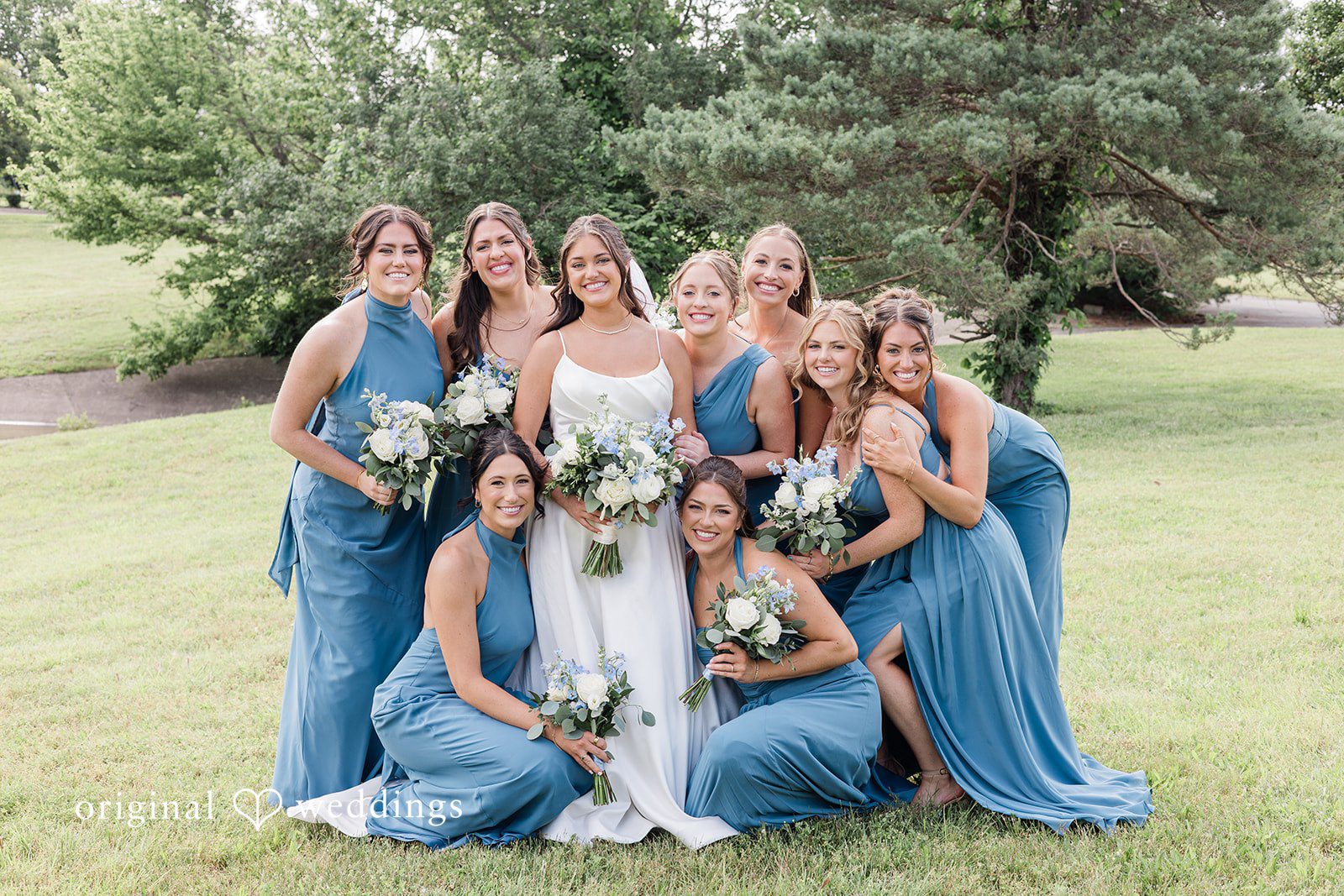 The bride and her bridesmaids