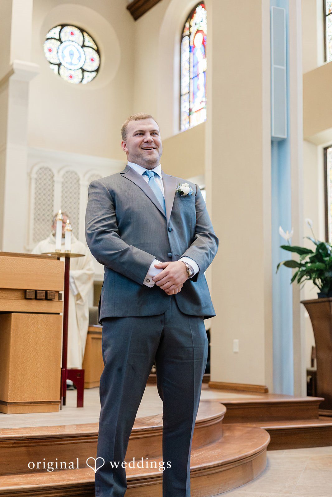 The groom anticipates the bride