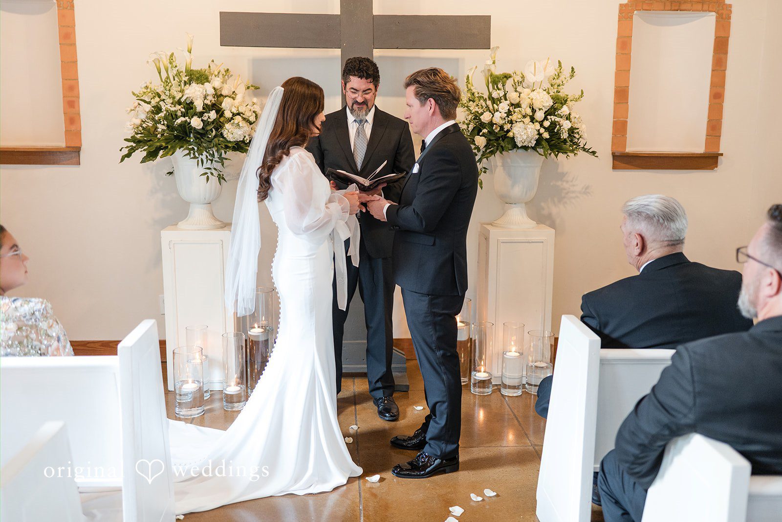 Wide ceremony view during the wedding vows