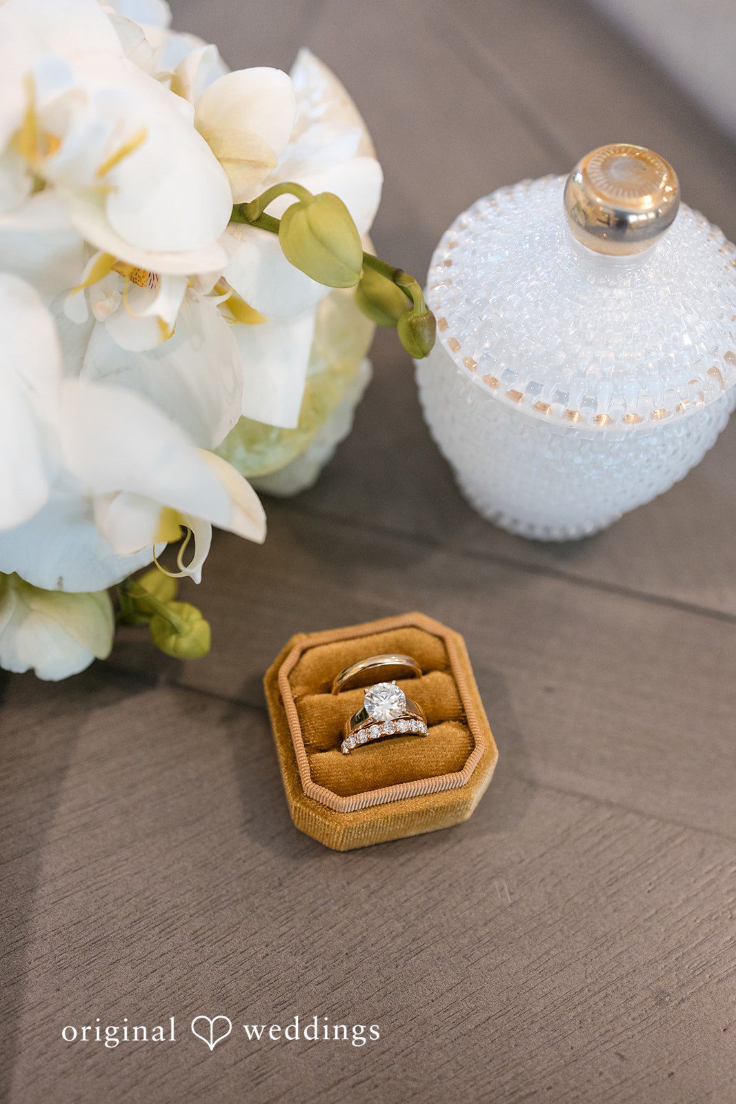 Close-up photo of the engagement rings