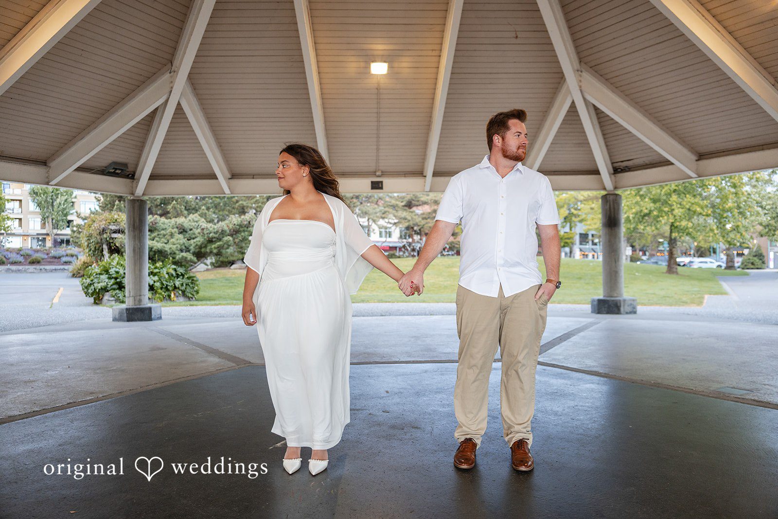 A look-away portrait of the couple