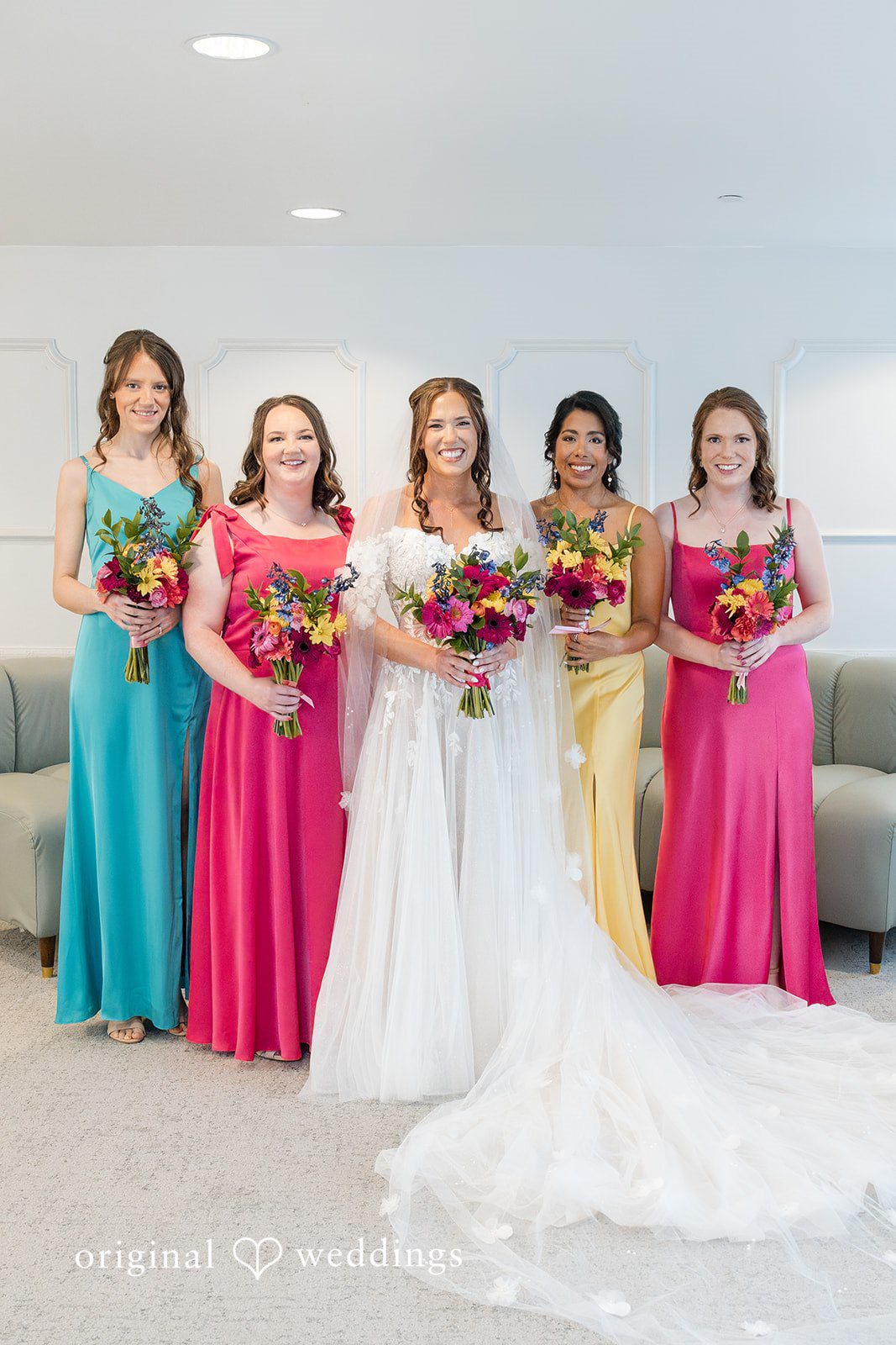 The bride and her bridesmaids
