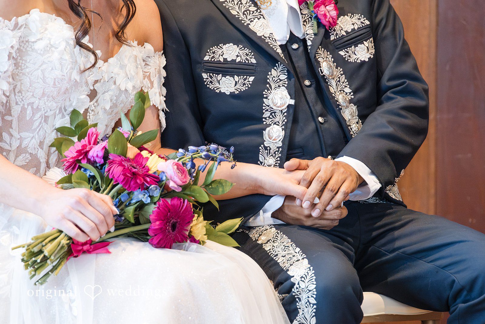 A close-up shot of the couple