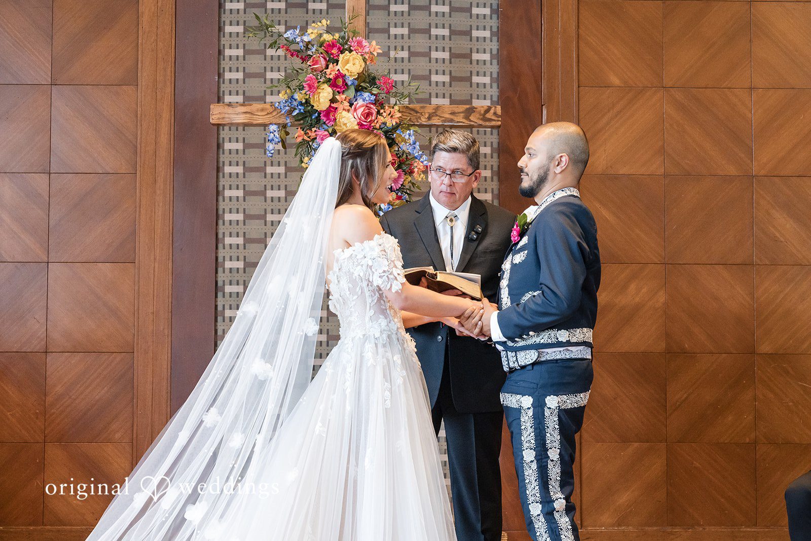 The bride and groom exchange marital vows