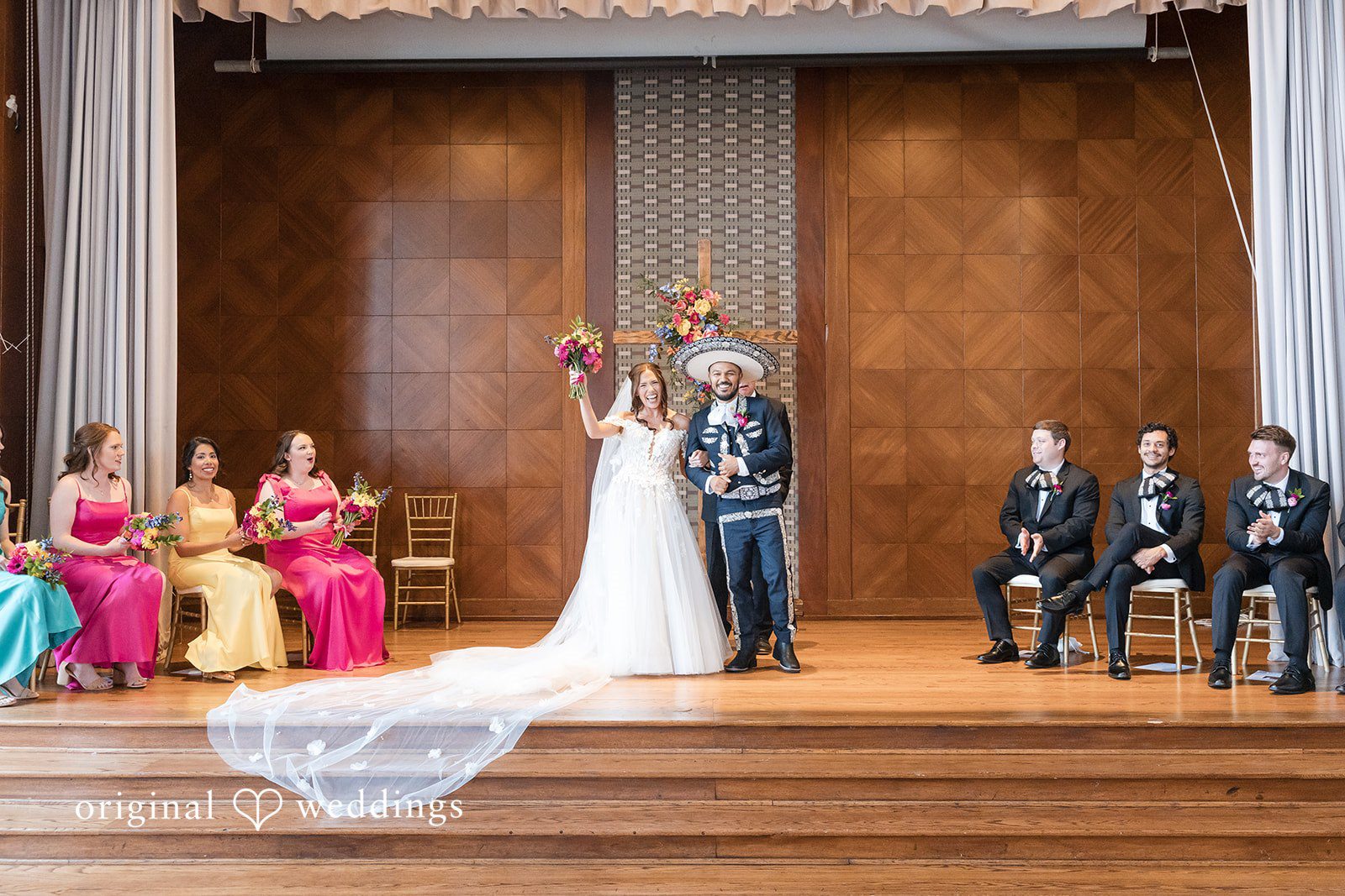 The couple shows deep excitement after their vows exchange